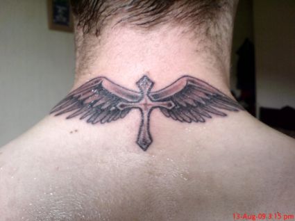 Cross Tattoo On Neck